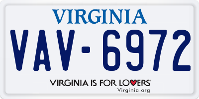 VA license plate VAV6972