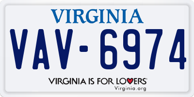 VA license plate VAV6974