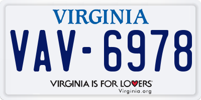 VA license plate VAV6978