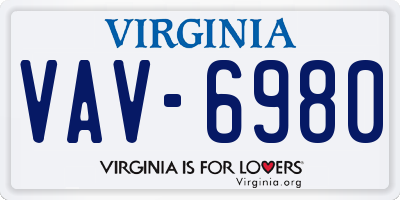 VA license plate VAV6980