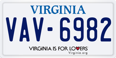 VA license plate VAV6982