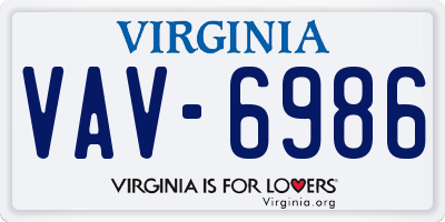 VA license plate VAV6986
