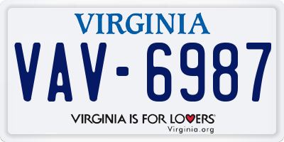 VA license plate VAV6987