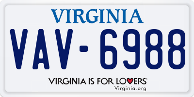 VA license plate VAV6988