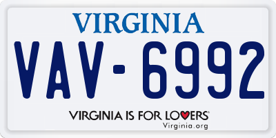 VA license plate VAV6992