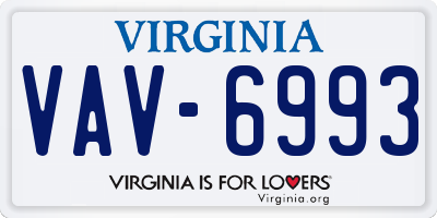 VA license plate VAV6993