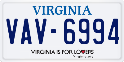 VA license plate VAV6994