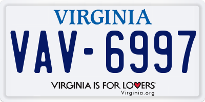VA license plate VAV6997