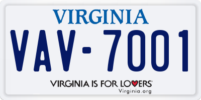 VA license plate VAV7001
