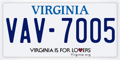 VA license plate VAV7005