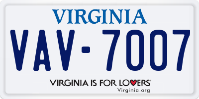 VA license plate VAV7007