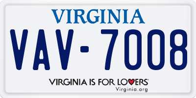 VA license plate VAV7008