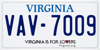 VA license plate VAV7009