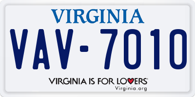 VA license plate VAV7010