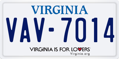 VA license plate VAV7014