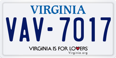 VA license plate VAV7017