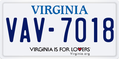 VA license plate VAV7018