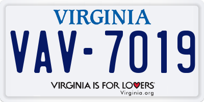 VA license plate VAV7019