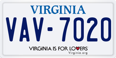 VA license plate VAV7020