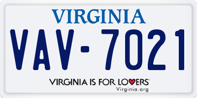 VA license plate VAV7021