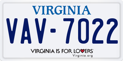 VA license plate VAV7022