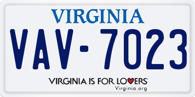 VA license plate VAV7023