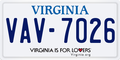 VA license plate VAV7026