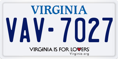 VA license plate VAV7027