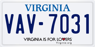 VA license plate VAV7031