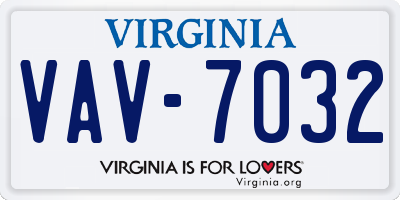 VA license plate VAV7032