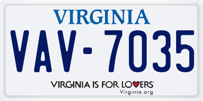 VA license plate VAV7035