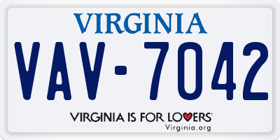 VA license plate VAV7042