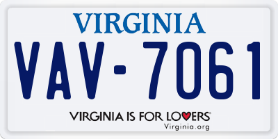 VA license plate VAV7061