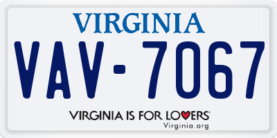 VA license plate VAV7067