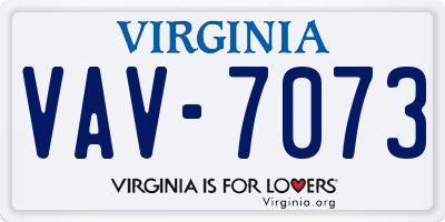 VA license plate VAV7073
