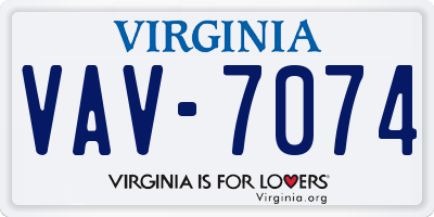 VA license plate VAV7074