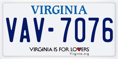 VA license plate VAV7076