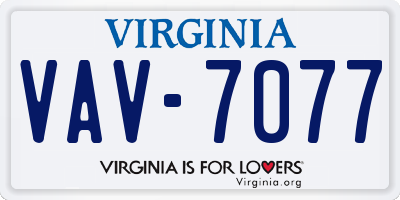 VA license plate VAV7077