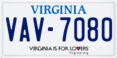 VA license plate VAV7080