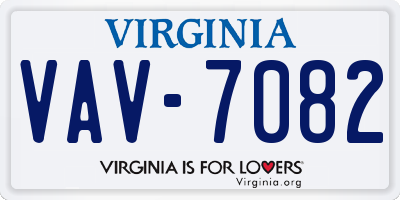 VA license plate VAV7082