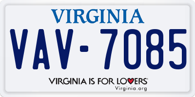 VA license plate VAV7085
