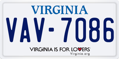 VA license plate VAV7086