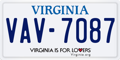 VA license plate VAV7087