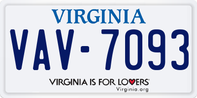 VA license plate VAV7093