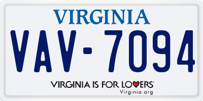 VA license plate VAV7094