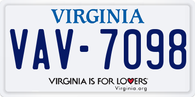 VA license plate VAV7098