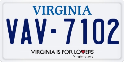 VA license plate VAV7102