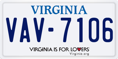 VA license plate VAV7106