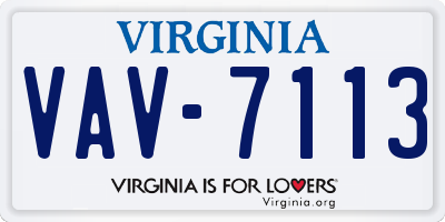VA license plate VAV7113