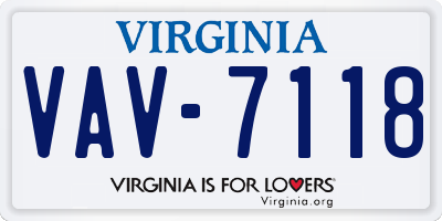 VA license plate VAV7118
